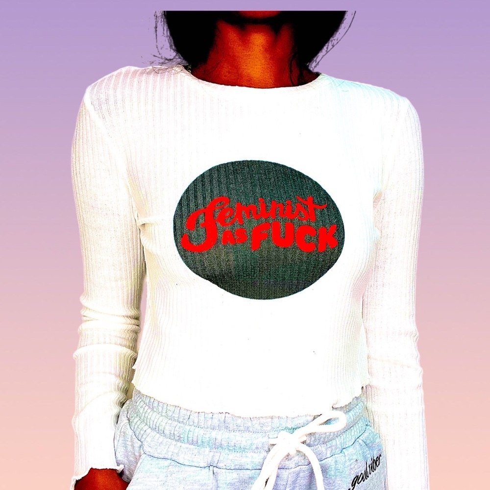Feminist as fuck long sleeve crop top TZB CUSTOM TOP